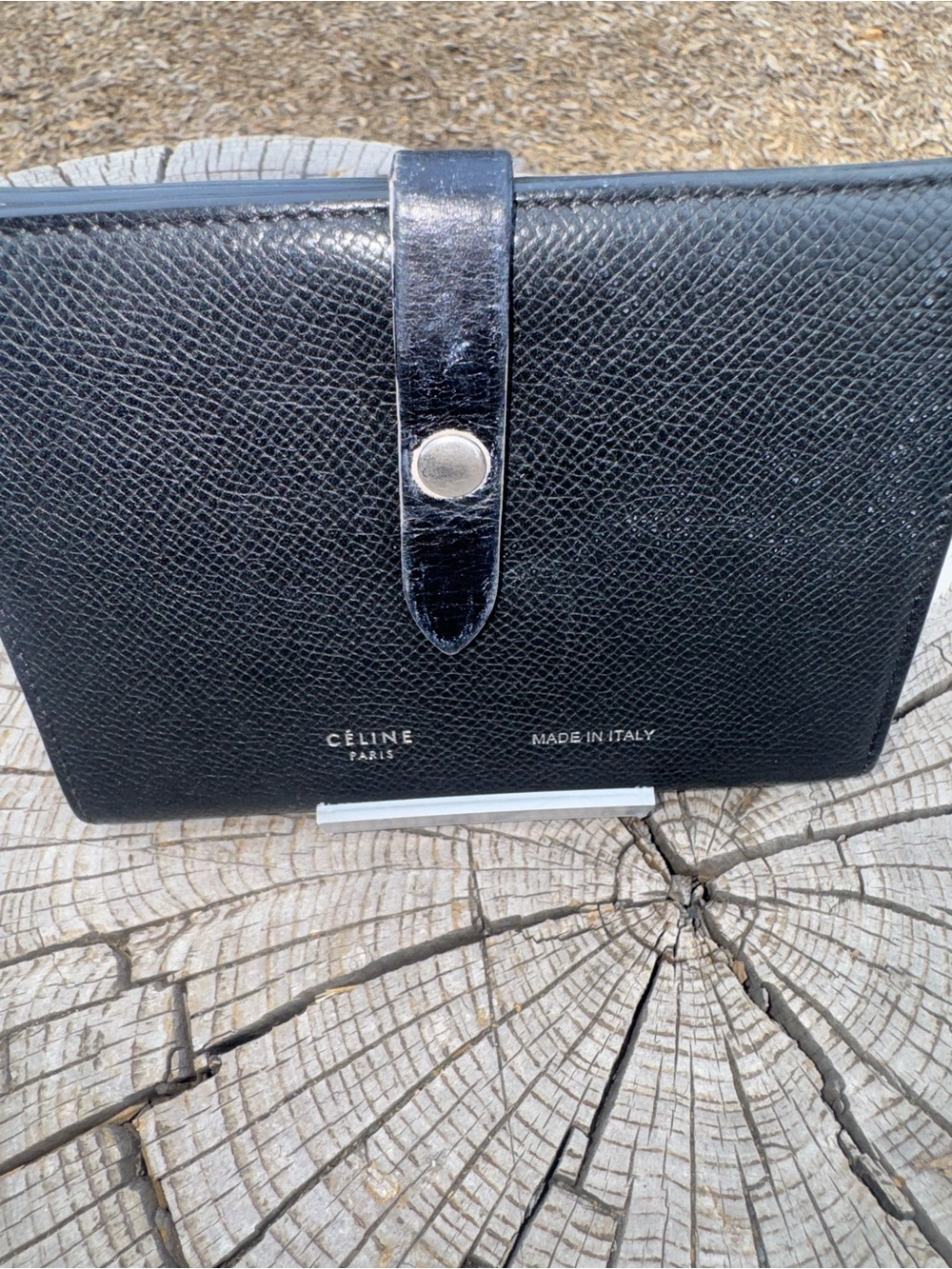 Celine Black Leather Snap Wallet EUC